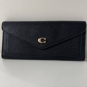 Coach - Black Envelope Wallet with Gold Accent
